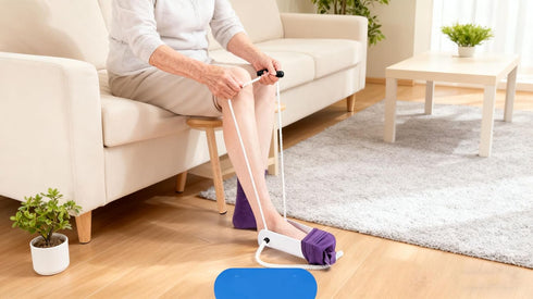 Sock Aid Kit for Elderly & Disabled with Long Shoe Horn - Easy On/Off Assistive Device, Eliminates Bending Over