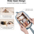 Narwey Large Women Makeup Bag Wide-open Make up Bag Travel Cosmetic Organizer Toiletry Bag for Cosmetics Toiletries Accessories (Greyish Blue)