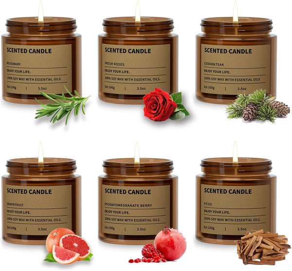 ZHTLTHZ 6 Pack Scented Candles Gifts for Women,3.5 Oz Amber Candles Set, 150
