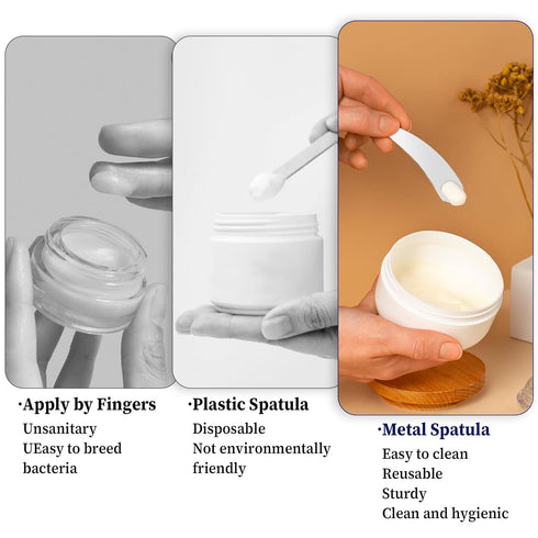 2Pcs Mini Metal Cosmetic Spatulas, Skincare Mixing and Sampling Makeup Tools for Creams, Eye Cream, Essences (2PCS)