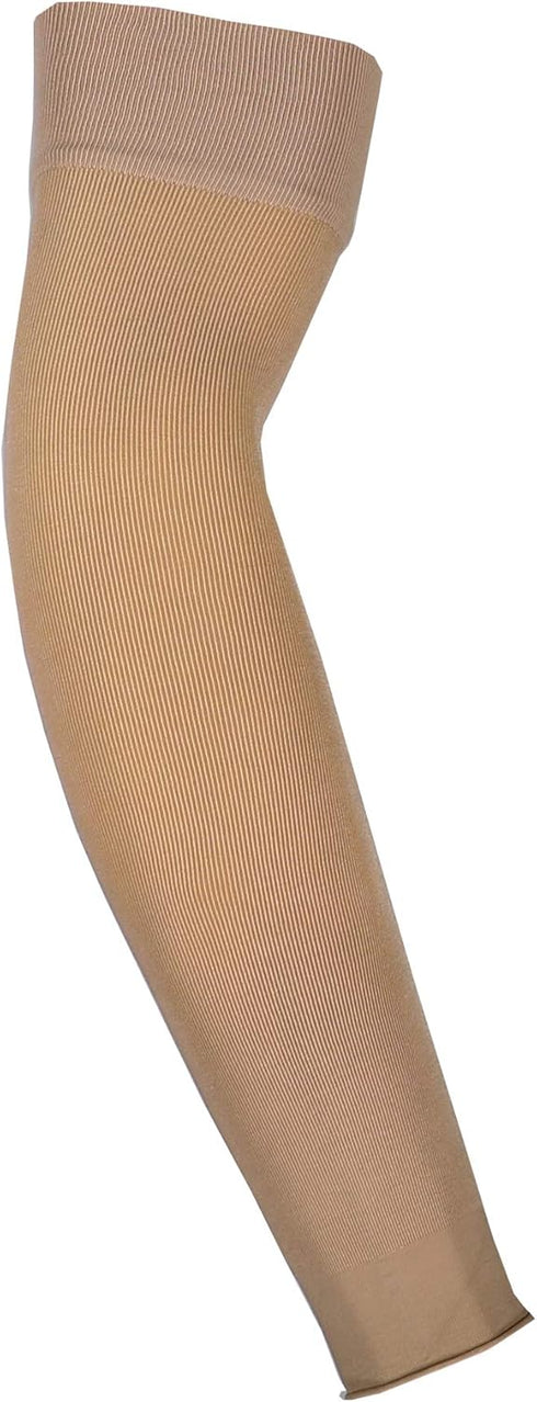 Truform Lymphedema Compression Arm Sleeve – 20-30 mmHg Post Mastectomy Support, Dot Top Grip, Beige, Large