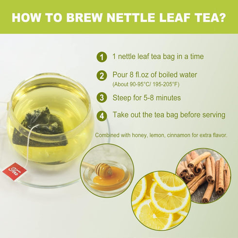 FullChea - Nettle Leaf Tea Bags, 25 Teabags, 1.5g/bag - Naturally Stinging Nettle Tea, Support Eye Health & Strengthen