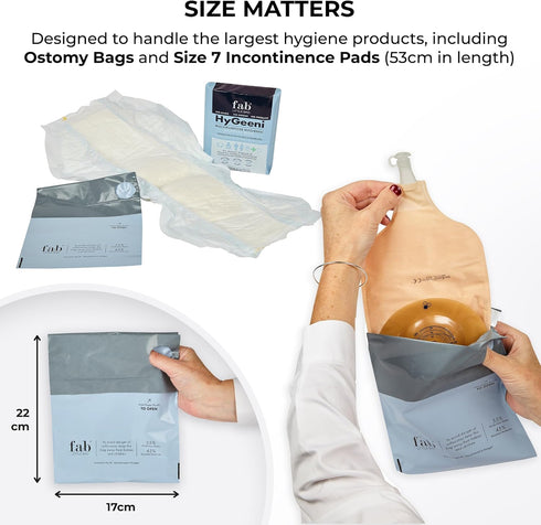 Pack 50 Fab Little Bag HyGeeni Disposal Bags for Nappies, Incontinence Pads, Ostomy & Catheter Bags - Prevents Odours