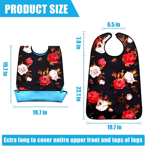 Washable Adult Bibs with Crumb Catcher - Clothing Protectors for Women