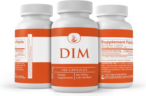 PURE ORIGINAL INGREDIENTS DIM Diindolylmethane, 100 Capsules, Pure, Lab Verified, No Fillers