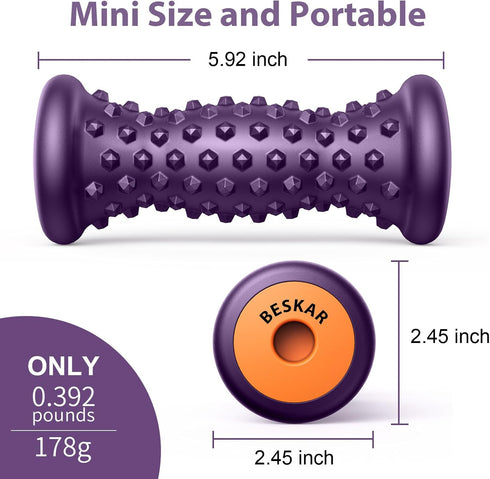 BESKAR Foot Massage Roller - Deep Tissue Reflexology Tool for Plantar Fasciitis and Arch Heel Pain Relief