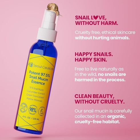 SeoulCeuticals Korean Face Mist 97.5% Snail Mucin Essence - K Beauty Facial Spray, 4oz