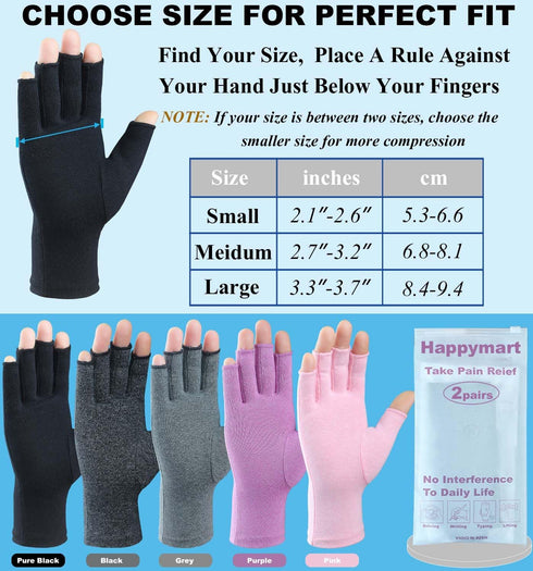 2 Pairs Arthritis Gloves, Hand Compression Gloves for Rheumatoid Pain Relief, Carpal Tunnel, Swelling, Joint Support,