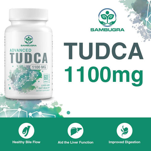 TUDCA Liver Supplements 1100mg, Ultra Strength Bile Salt for Liver Cleanse Detox and Repair - 60 Capsules