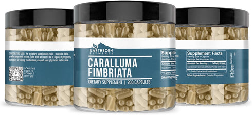 Earthborn Elements Caralluma Fimbriata - 200 Capsules, Pure & Undiluted, No Additives