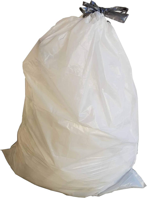 5 Gallon Garbage Bags, Drawstring: White, 1 MIL, 17x20, 200 Bags. by PlasticMill