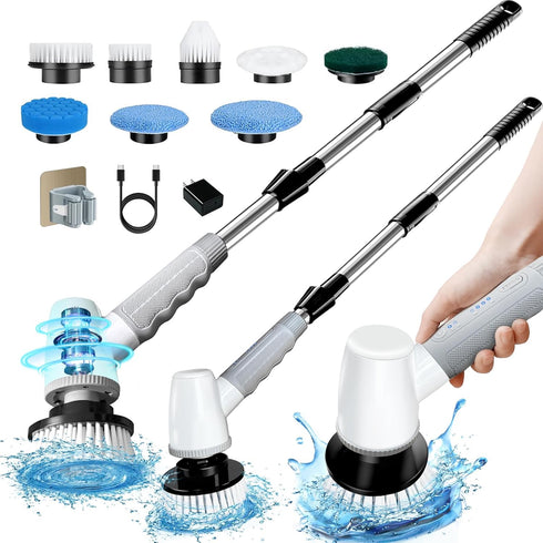 setrel Electric Spin Scrubber Bathroom Scrubber - Cordless Shower Scrubber with Adjustable Handle,