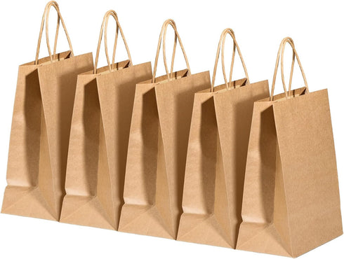 RACETOP 50Pcs 8x4.5x10.8 Inch Brown Gift Bags with Handles, Paper Gift Bags, Kraft Paper Bags, Gift Bags Bulk, Craft Gift Bags, Retail Bags, Shopping Bags, Favor Bags