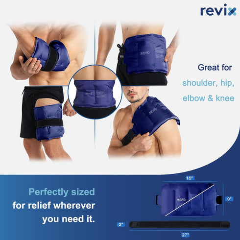 REVIX Reusable Ice Pack for Injuries - Gel for Lower Back Pain Relief, Cold Packs for Back Shoulder, Hip, Wrap Around
