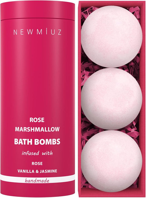 Rose Vanilla Bath Bomb, Mega Foaming Bubbles, Infused with Stress Relief Jasmine, Luxurious Spa Bath Essentials