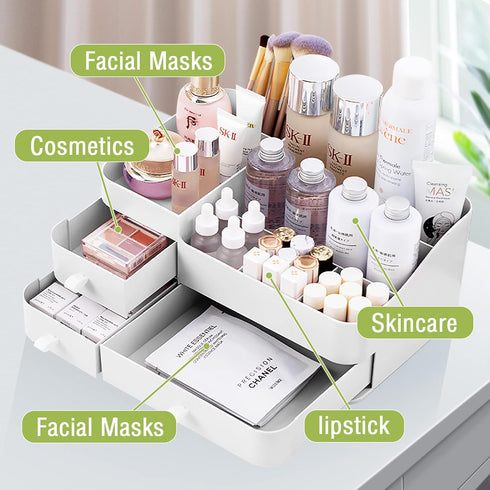 Makeup Organizer for Vanity, Large Capacity with Drawers, Skin Care Organizer, Cosmetic Display Cases for Countertop