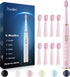 7AM2M Sonic Electric Toothbrush for Adults and Kids, High Power Rechargeable with 8 Brush Heads, 5 Modes, Pink