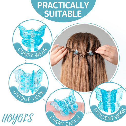 Hoyols Glitter Butterfly Hair Clips, 90s Girls Hair Accessories, Sparkle Small Jaw Claw Clips, Assorted 48 pcs