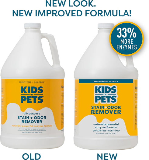 KIDS 'N' PETS Instant All-Purpose Stain & Odor Remover – 128 fl oz - Permanently Eliminates Tough Stains & Odors -