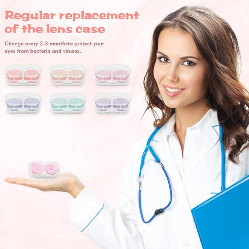 shuibao 6-Pack Set Contact Lens Case for Travel Contact Lens Solution Ideal for Storing Multiple Pairs of Lenses
