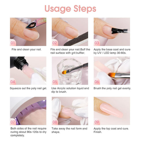 ROSALIND Soft Pink Poly Nail Gel, 2 oz Poly Extension Gel for Nail Art Decoration, Easy to DIY, Pink Nail Enhancement