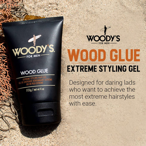 Woody's Wood Glue Extreme Styling Gel for Men - 4 oz, Intense Hold, Quick-drying, Suitable for All Hair Types