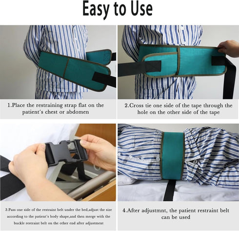 HOONHERY Bed Restraint Strap for Elderly, Adjustable Bed Restraint Belt Wheelchair Seat Safety Belt, Anti-Fall Bed