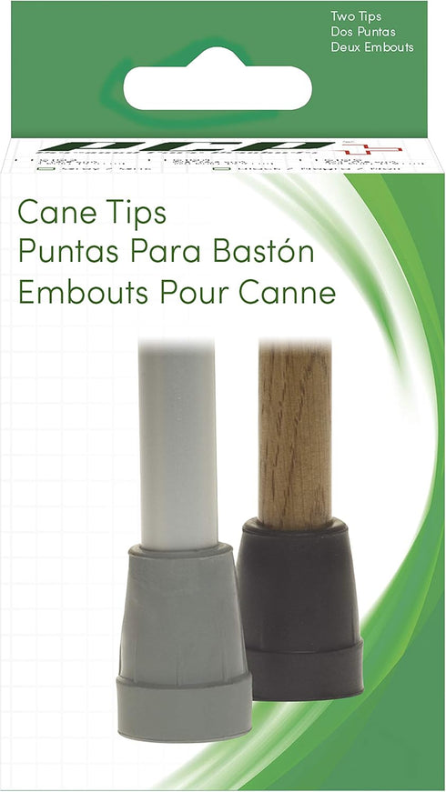 PCP Replacement Cane Tips, 7/8 inch / 2.2 cm Diameter, Gray, Two Tips