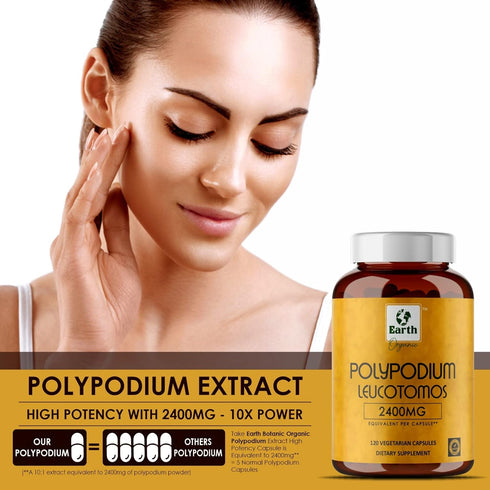 Polypodium Leucotomos Extract 2400mg - 120 Veg Capsules, Supports Natural Healthy Skin Care, Antioxidant, Vegetarian,