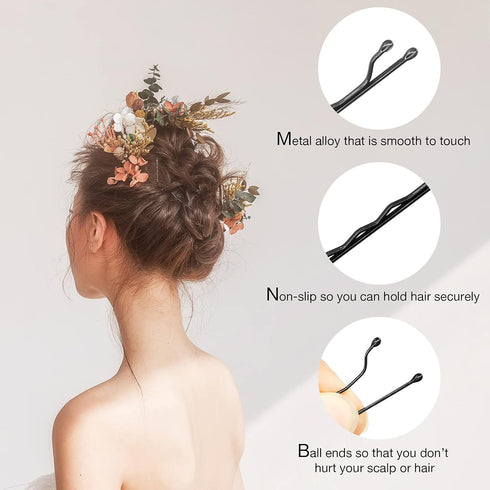 HOYOLS Black Premium Bobby Pin, 100 Count, 2 Inch Secure Hold Hair Styling Pins for Thick Hair