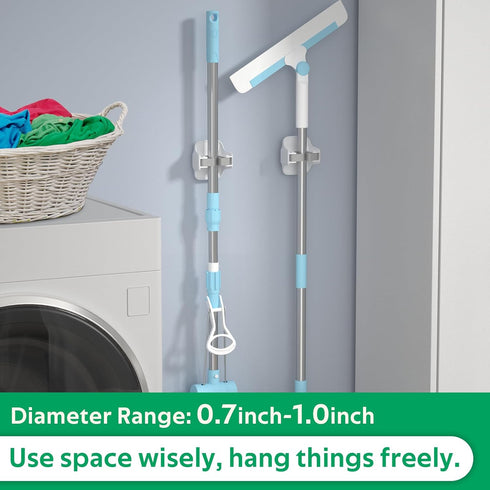 5 Pack Broom Holder Wall Mount, No Drilling Self Adhesive Mop Grippers, Dustpan and Broom Organizer