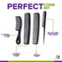Mars Wellness 4 Piece Professional Comb Set - Black USA MADE Fine Pro Tail Combs for Men and Women