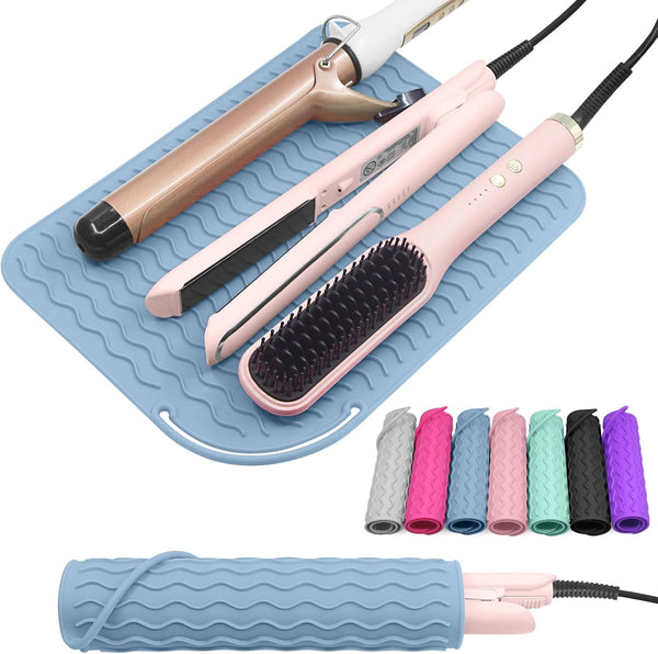 Plus Size Silicone Heat Resistant Mat - Portable Travel Pad for Curling Iron, Flat Iron, Hair Styling Tools (12.0" x