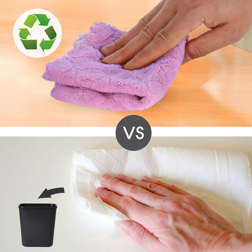 kimteny Cleaning Cloths Kitchen Towels, Microfiber Washcloths Lint Free Dish Cloths, Pack of 5 (Purple-Grey)