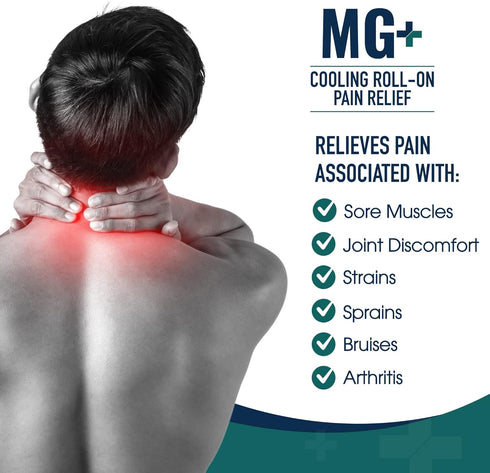 MARS WELLNESS MG+ Cooling Roll on Pain Relief (3 oz) - Fast Acting Arnica Roll on with 5% Menthol for Sore Muscle Pain