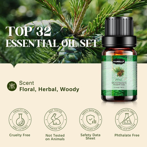 Set, (32 5ml) Essential Oils Aromatherapy Essential Oil Kit for Diffuser, Humidifier, Massage, Skin Care x
