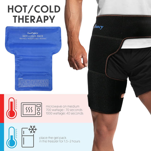 LotFancy Hip Brace with Hot Cold Pack, Gel Ice Pack Groin Wrap Support for Men and Women