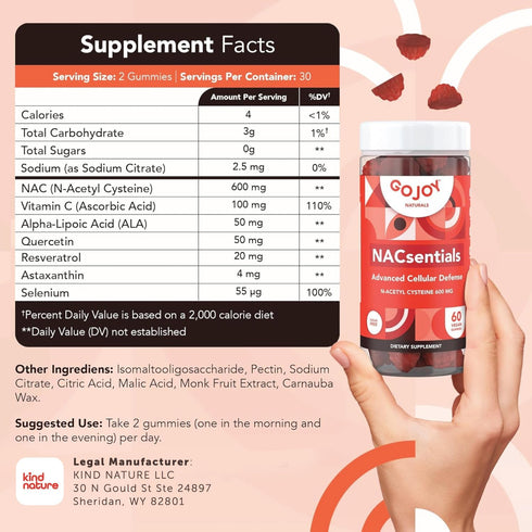 7-in-1 Vegan NAC 600mg Gummies - Sugar Free N Acetyl Cysteine Supplement with Vitamin C, ALA, Resveratrol & More