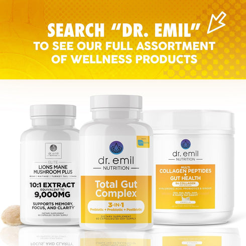 DR. EMIL NUTRITION Total Gut Health Complex - Prebiotic + Probiotic + Postbiotic for Digestive Health