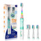 SEAGO Kids Electric Toothbrush with 2 Mins Timer and 4 Replacement Brush Heads, Green Color for Boys, Battery Powered