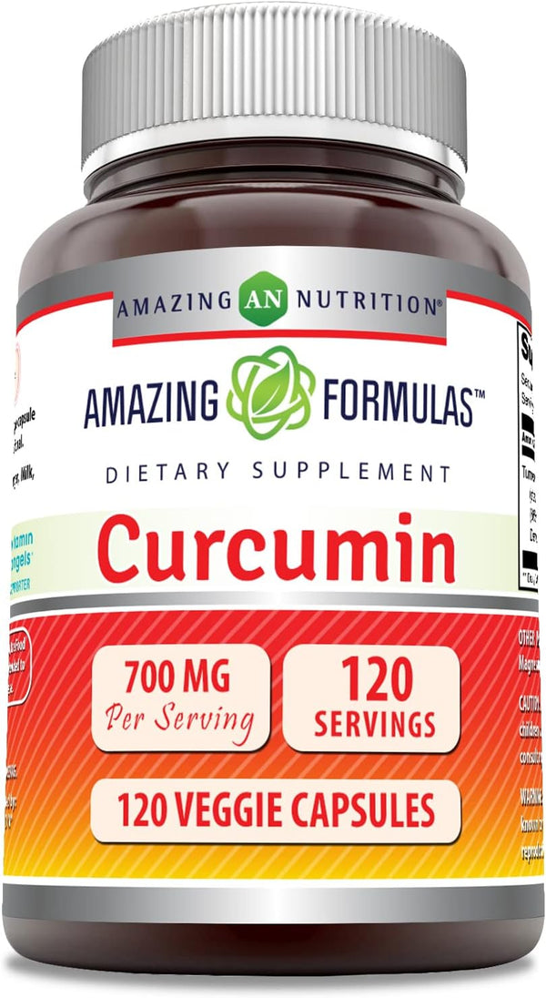 Amazing Formulas Curcumin Supplement | 700 Mg | 120 Veggie Capsules | Turmeric Root Extract, Non-GMO