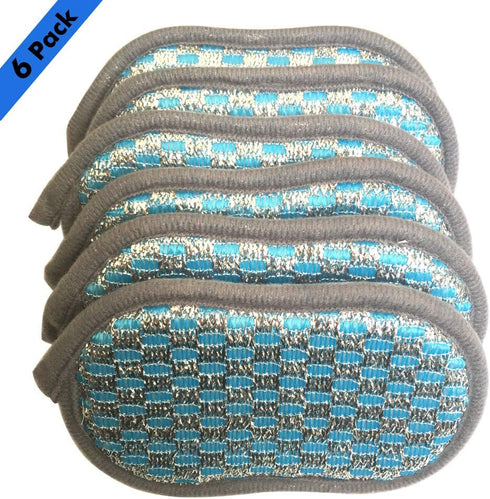 Multi-Purpose Scrub Sponges for Kitchen Scrub-it-Non-Scratch Double-Side Double-Effect Microfiber Sponge Along with Heavy Duty Scouring Power-Effortless Cleaning of Dishes Pots Pans Pack of 6 (Blue) by HOVhomeDEVP