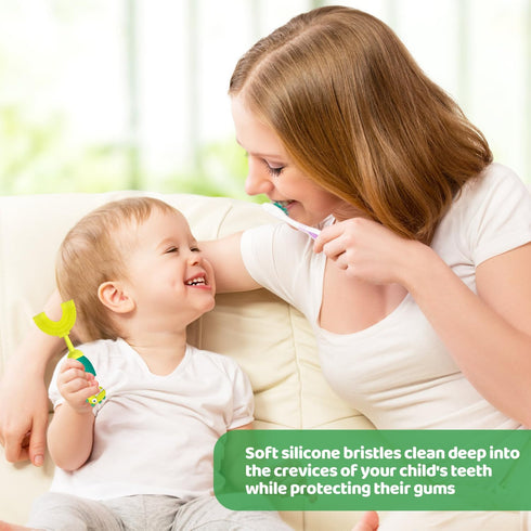 U-Shaped Toddler Toothbrush for Kids 2-6 Years, 360° Manual Whole Mouth Baby Toothbrush with Soft Silicone