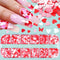 Valentines Nail Glitters Holographic Heart Sequins Mixed Design Nail Art Stickers Decals for Manicure (12Girds)