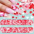 Valentines Nail Glitters Holographic Heart Sequins Mixed Design Nail Art Stickers Decals for Manicure (12Girds)