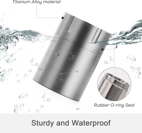 TISUR Portable Pill Cases, Waterproof Pill Bottle Medicine Organizer Case, Metal Titanium Pill Holder Pocket for Travel