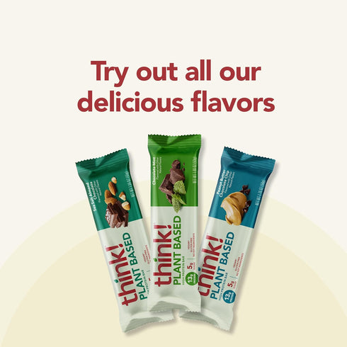 think! Vegan High Protein Bars, Peanut Butter Chocolate Chip, 13g Protein, 10 Count, Non-GMO, No Artificial Sweeteners