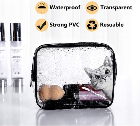 Toiletry Bags Makeup Bags & Cases, Waterproof Plastic Bag Clear PVC Travel Bag, Brushes Organizer for Men and Women,