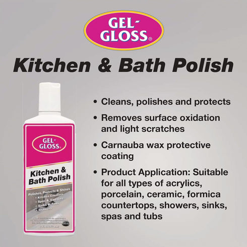 TR 8 -GG-8 Indusies Gel-Gloss Kitchen and Bath Cream Wax Polish, Fluid Ounces