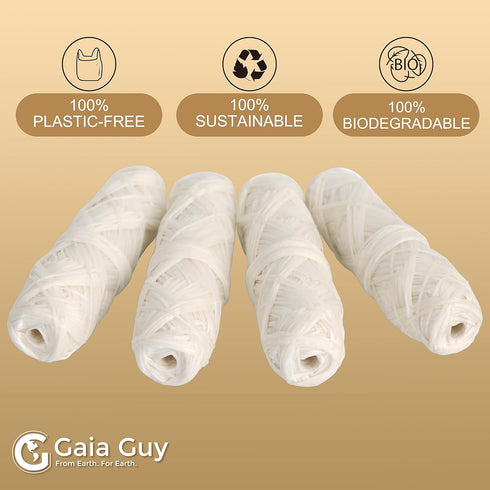 Gaia Guy Silk Dental Floss Refill, Unflavored Natural Silk, 4 Spools x 33yds, Compostable & Eco-Friendly Packaging